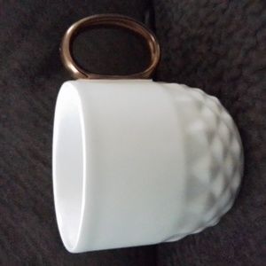 Starbucks 2013 White Hobnail Jewel Diamond Embossed Bronze Handled 12 oz mug